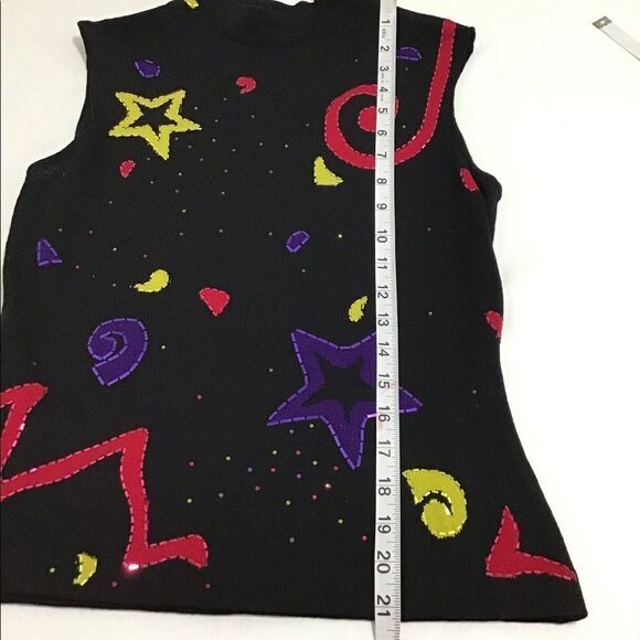 St John Black Turtle Neck Sweater Sleeveless Size Small - Picture 11 of 12